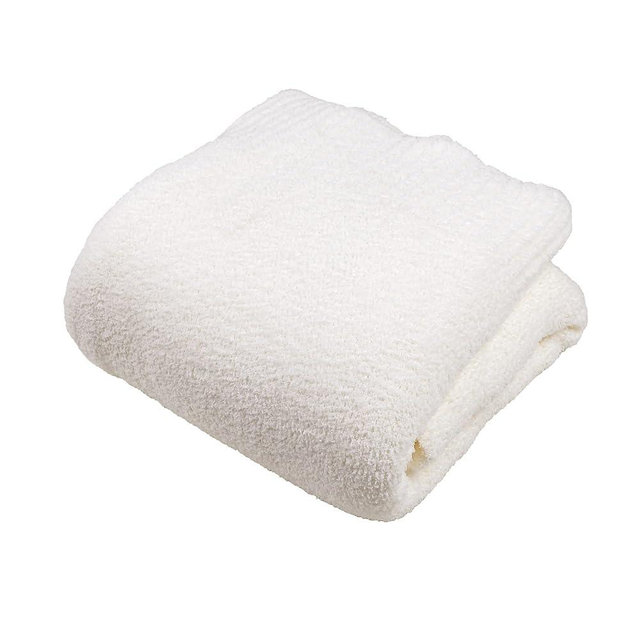 Knit Cozy Bed Blanket Plush Fuzzy Soft Blanket Queen Size Luxury Bed Blanket 90x90 Inches Cream