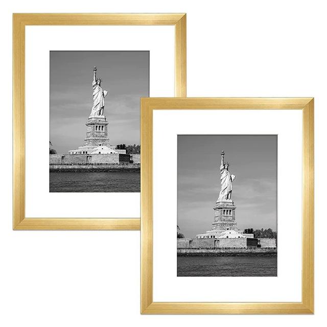 ENJOYBASICS 11x14 Picture Frame Gold Poster Frame,Display Pictures 8x10 with Mat or 11x14 Without Mat,Wall Gallery Photo Frames,2 Pack