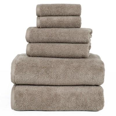 Solid Bath Towels and Washcloths 6pc Black Yorkshire Home