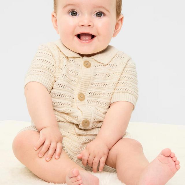 Crochet Sweater-Knit Shirt and Shorts Set for Baby