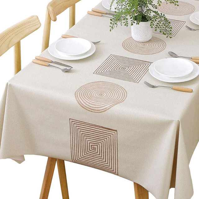 TruDelve Heavy Duty Vinyl Table Cloth Plastic Table Cloth for Kitchen Dining Table Wipeable PVC Waterproof Tablecloth for Rectangle Table(54"x72",Geometry)