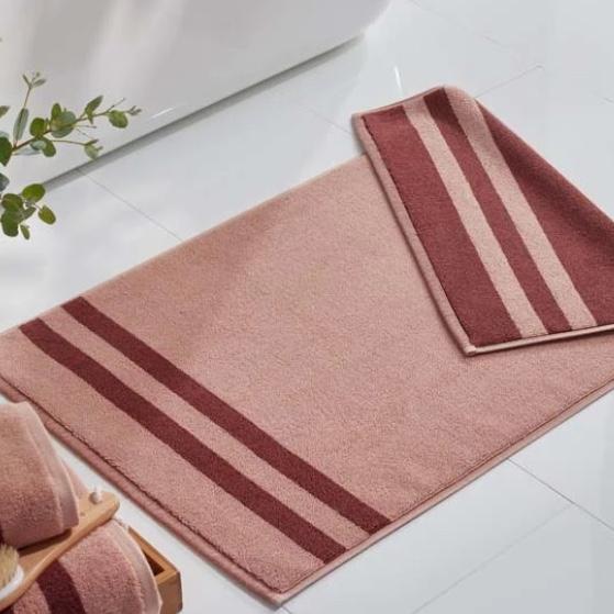 Mirage Aegean Cotton Reversible Stripe Bath Mat, Caramel