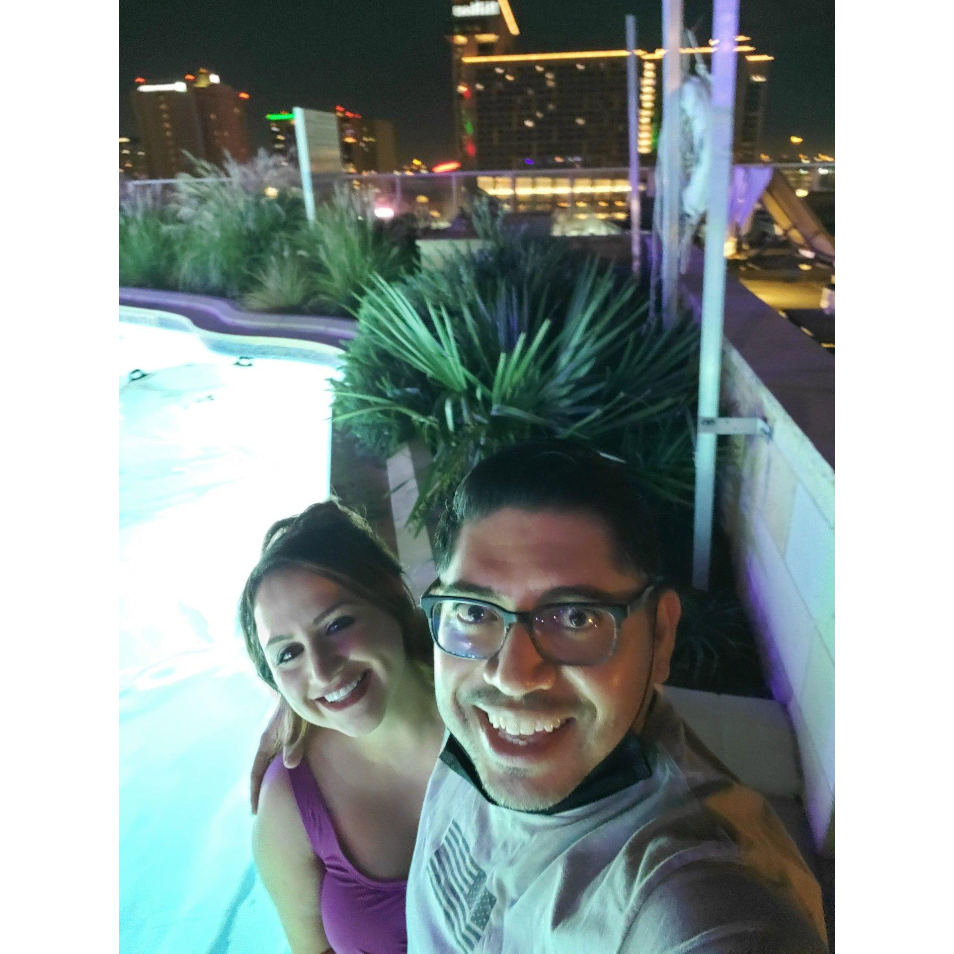 My Birthday just us two at the Marriott Texas shape pool!