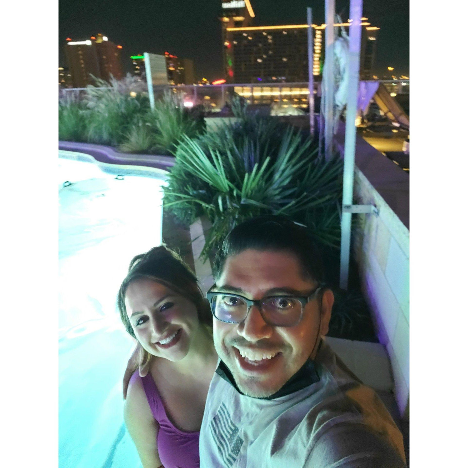 My Birthday just us two at the Marriott Texas shape pool!