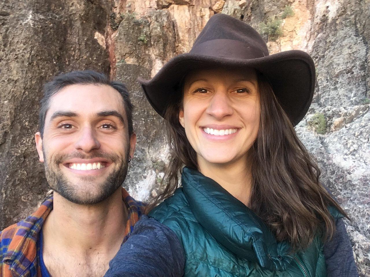 Our first time rock climbing together at the Craggin' Classic at Shelf Road in southern Colorado.
