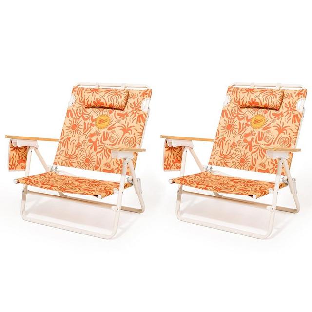 Business & Pleasure Co. Margaritaville Manana Chairs - Backpack Beach Chair, Lay Flat Reclining, Lightweight & Portable, Insulated Cooler Pocket, Hemisphere Dancer Tiki, Pack of 2