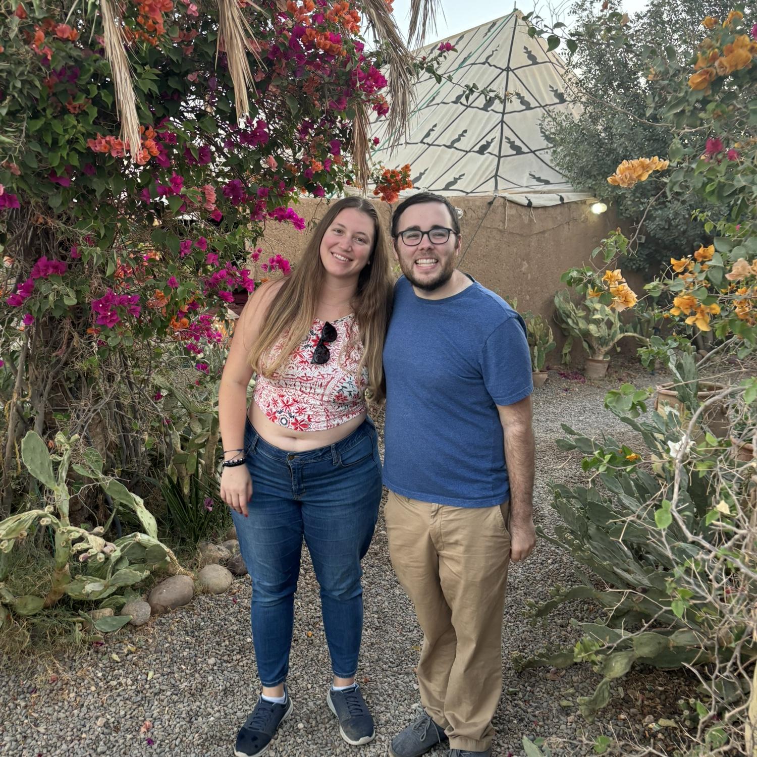 Beautiful garden in Morocco before going on a hot air balloon ride