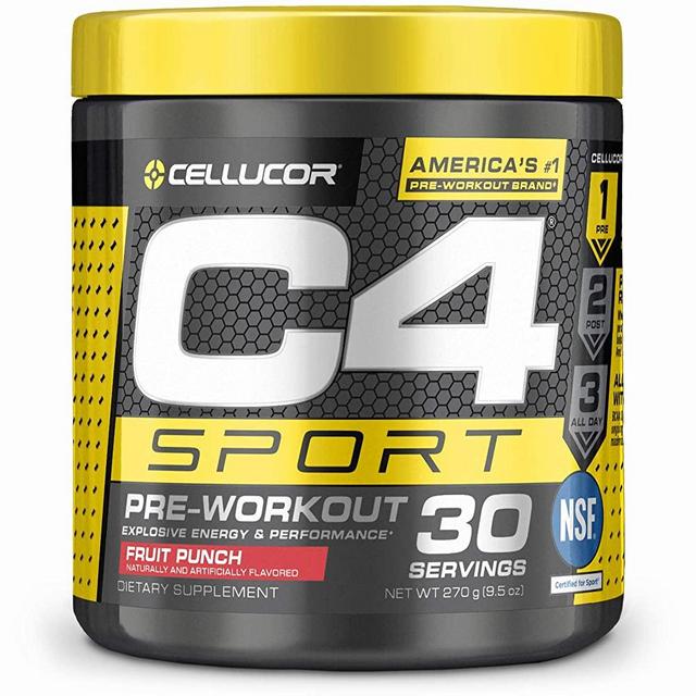C4 Sport Pre Workout Powder Fruit Punch - Pre Workout Energy with 3g Creatine Monohydrate + 135mg Caffeine and Beta-Alanine Performance Blend - NSF Certified for Sport | 30 Servings