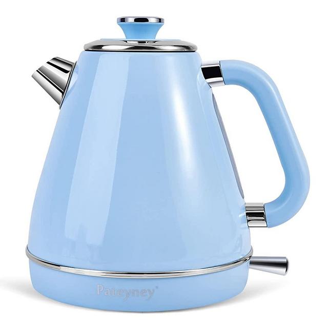 Pateyney Electric Kettle,Tea kettle,1.7 Litre retro style kettle,Kitchen Countertop Coffee Tea Hot Water Kettle,Double Wall 304 Stainless Steel BPA Free Hot Water Boiler,Auto Shut-Off and Boil-Dry Protection (Light Blue)