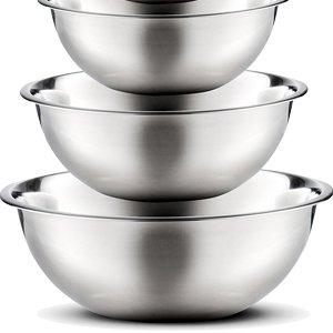 Stainless Steel Mixing Bowls by Finedine (Set of 6) Polished Mirror Finish Nesting Bowls, ¾ - 1.5 - 3 - 4 - 5 - 8 Quart - Cooking Supplies