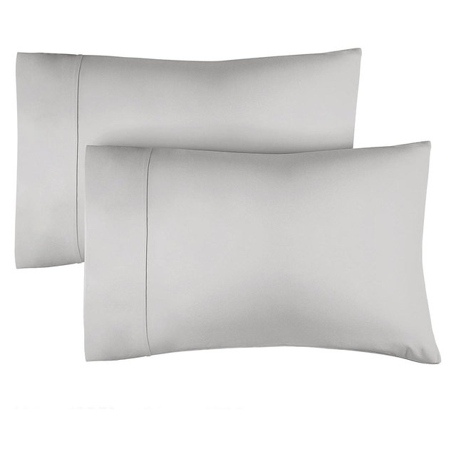 CGK Linens 400 Thread Count 100% Cotton Pillowcase Set of 2 - Soft Sateen Pillow Covers in Light Grey, Size King
