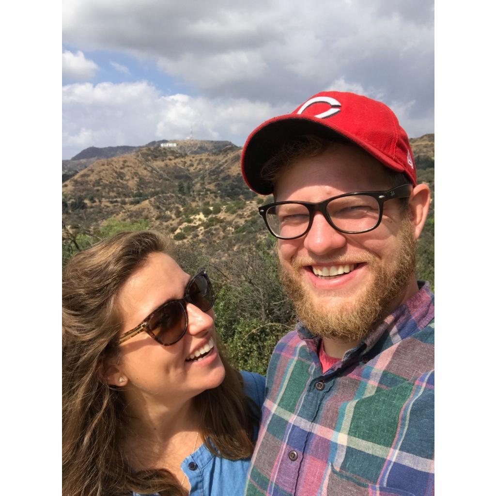 Joshuas favorite picture of us, in front of the Hollywood sign