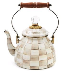 Mocha Check 2 Quart Tea Kettle