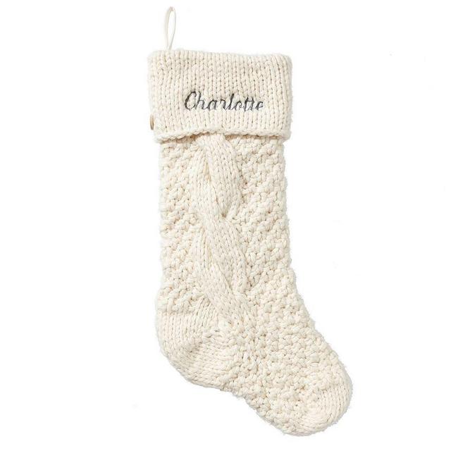 Chunky Cable Knit Stocking, Ivory