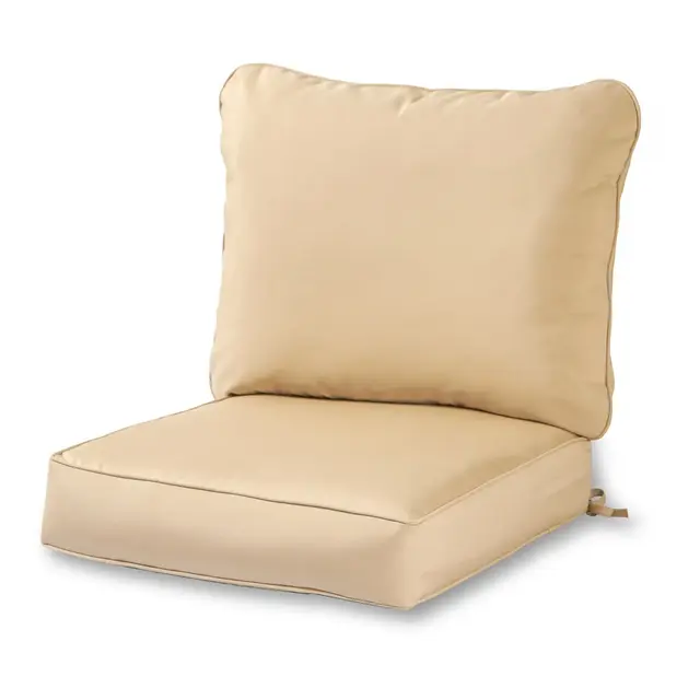 Kensington Garden 2pc Solid Outdoor Chair Back Cushion Set Stone: UV & Water-Resistant, with Ties