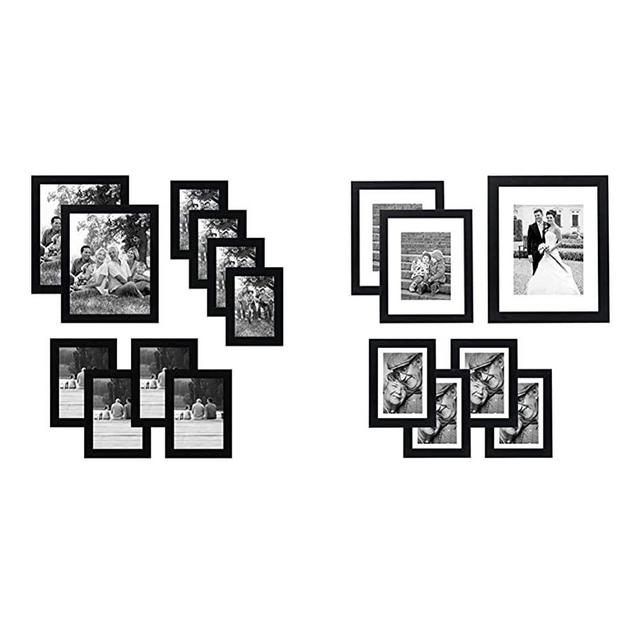 Americanflat 10-Piece Black Picture Frame Set | Includes Sizes 8x10, 5x7, and 4x6. & 7 Pack Gallery Wall Set | Displays One 11x14, Two 8x10, and Four 5x7 inch photos