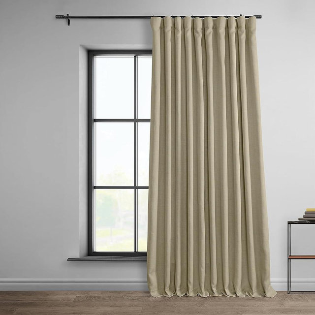 HPD Half Price Drapes - Faux Linen Curtains for Living Room (1 Panel) - 100W X 108L - Extra Wide Textured Room Darkening Curtains for Bedroom 108 Inches Long - Drapes for Home Decor, Thatched Tan