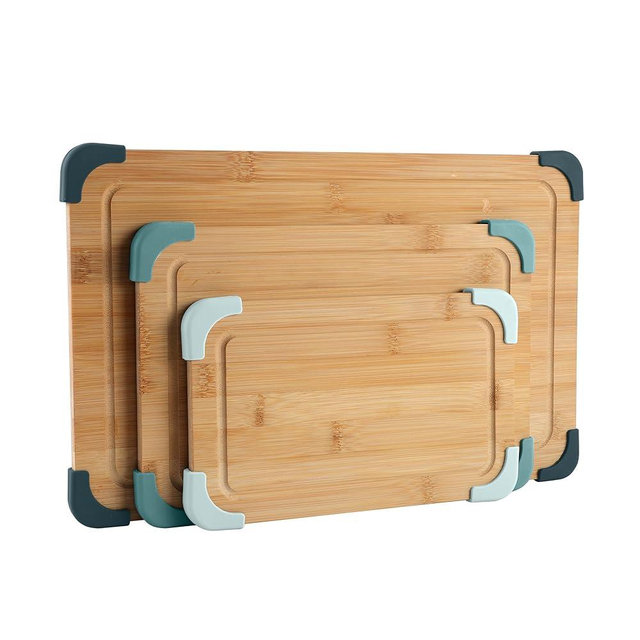 COOK WITH COLOR Non-Slip Cutting Board Set – Kitchen Essentials with Easy Grip Handle for Meat, Veggies, and Fruits, 3 Cutting Boards, Bamboo Non-Slip Green