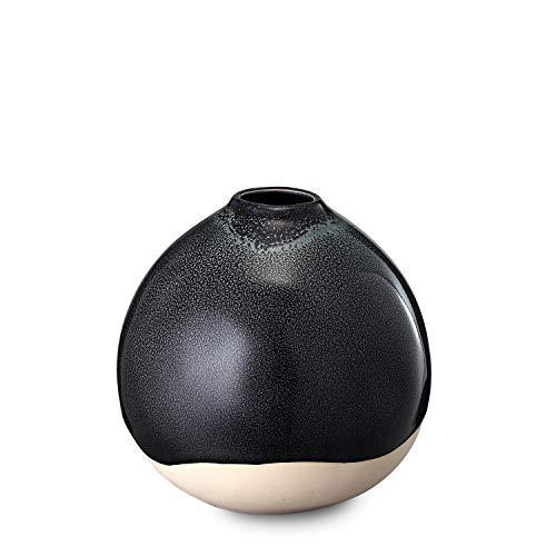 STAR MOON Ceramic Flower Vase with Retro Grid for Modern Floral Vase for Home Decor, Living Room, Centerpieces and Events - Obsidian Crystal Ball