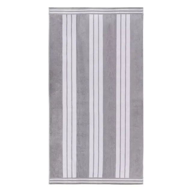 Striped Oversized Extra Large Cotton Beach Towel, 1 Piece, Light Grey - Blue Nile Mills