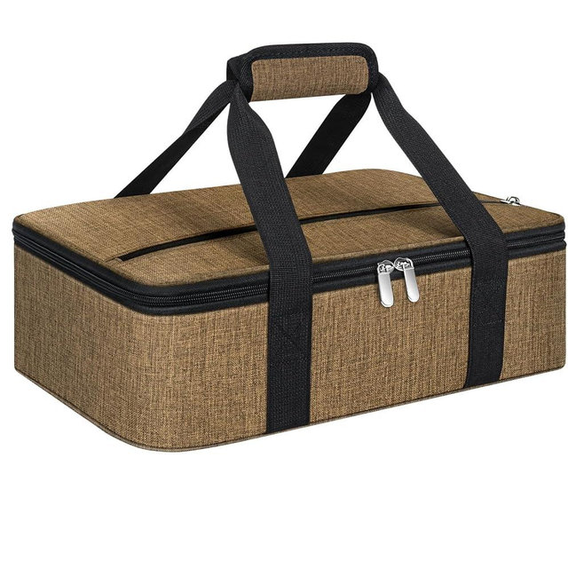 MIAOJIE Insulated Casserole Carrier, Portable Casserole Carrier for Hot or Cold Food Lunch Tote Warmer or Cooler Bag, Lasagna Lunch Bag for Potluck Parties- Fits 9" x 13" Baking Dish-Coffee