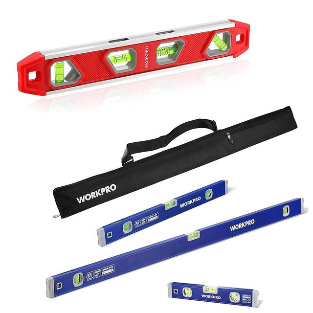 WORKPRO 12 Inch Torpedo Level and 3-Piece Spirit Level Set (12", 20", 40")