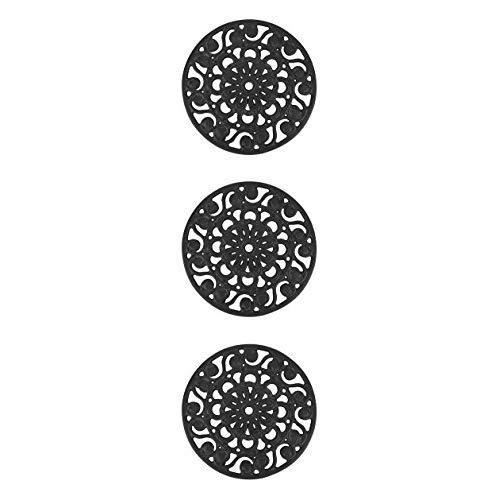 Trademark Innovations Set of 3 Decorative Cast Iron Metal Trivets (Black)