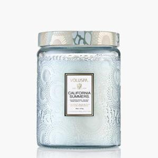 Voluspa California Summers Candle Jar, 18 oz, Coconut Wax Blend, Large Scented Candles for Home, 100 Hour Burn Time, Poured in The USA