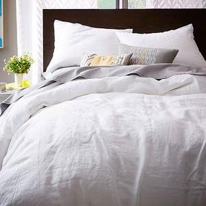 Belgian Flax Linen Duvet Cover + Shams: White