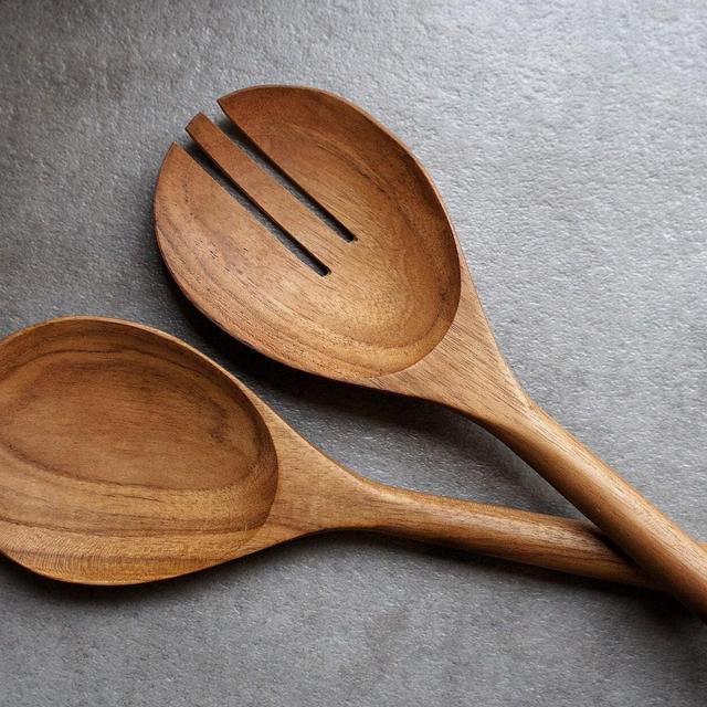 Handmade Golden Teak Salad Server...
