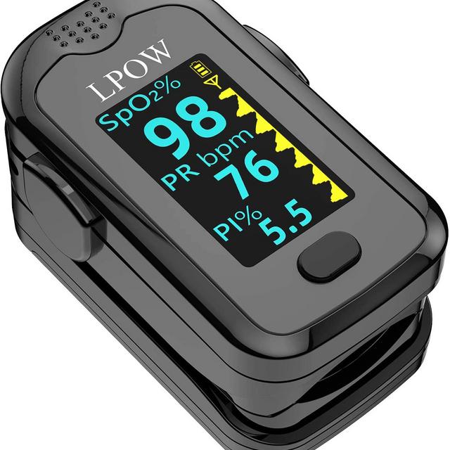 LPOW Bluetooth Pulse Oximeter Fingertip, OLED Display, Blood Oxygen Saturation Monitor (SpO2) and Pulse Rate, Perfusion Index with Alarm, APP for Smart Tracking, Batteries and Lanyard Included