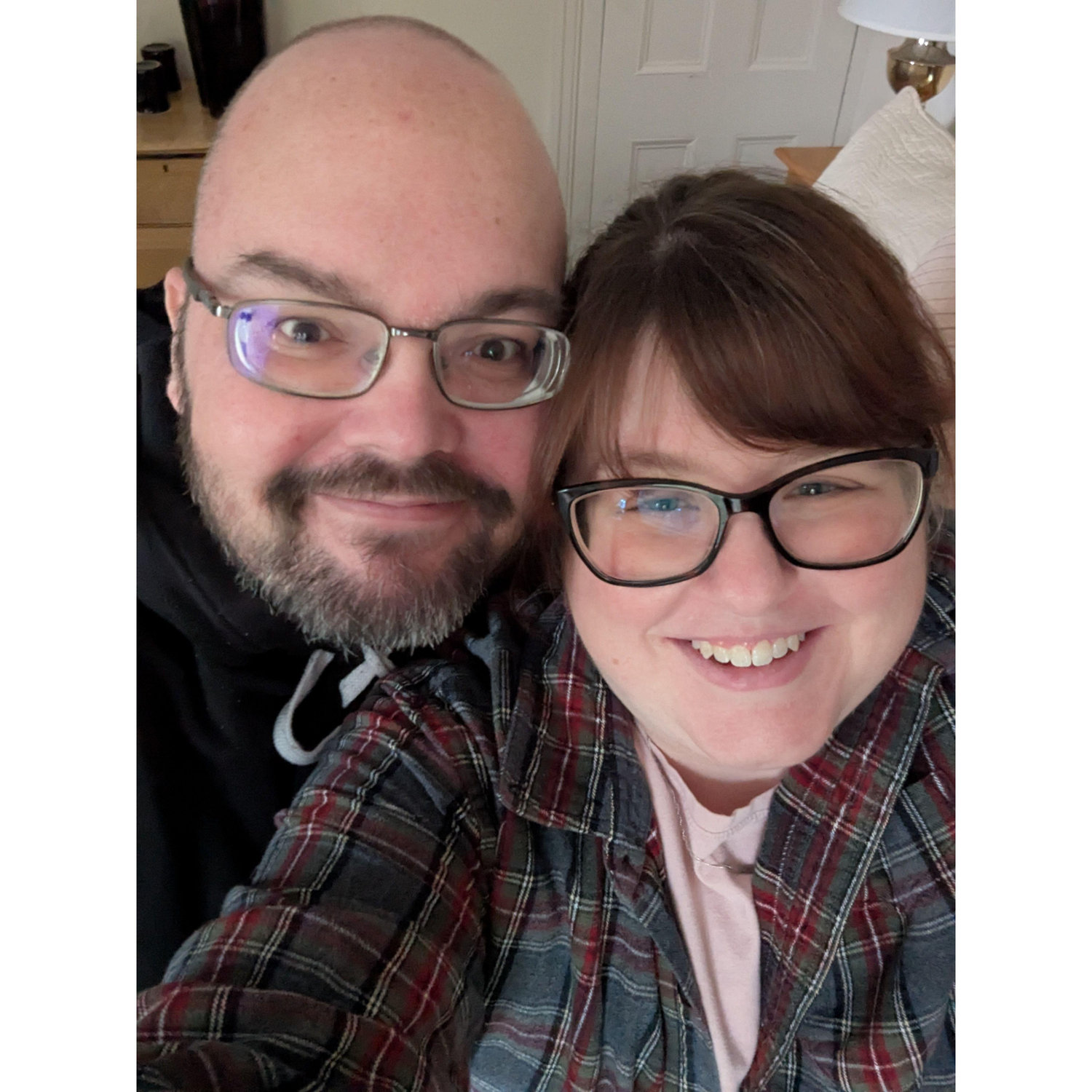T.J. has learned to love selfies after Amanda took their first one in this picture.