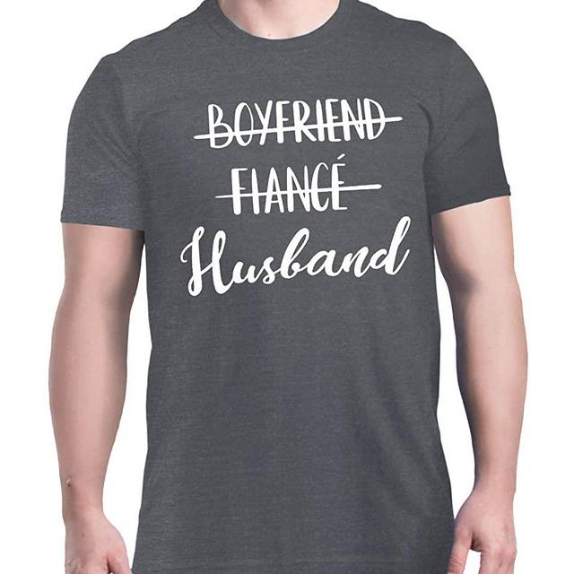 shop4ever Boyfriend Fiance Husband T-Shirt Wedding Shirts
