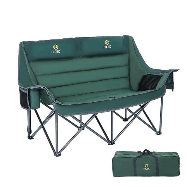 Nice C Double Camping Chair, Camping Chairs, Oversized Loveseat Camping Chair, Camping Couch, Loveseat Camping Chair, Double Camping Chair for Adults, Lawn Chairs, Extra Padded with Cup Holder