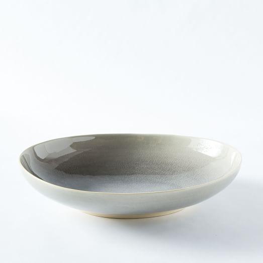 Alta Reactive Glaze Oval Serve Bowl, Light Gray, Medium