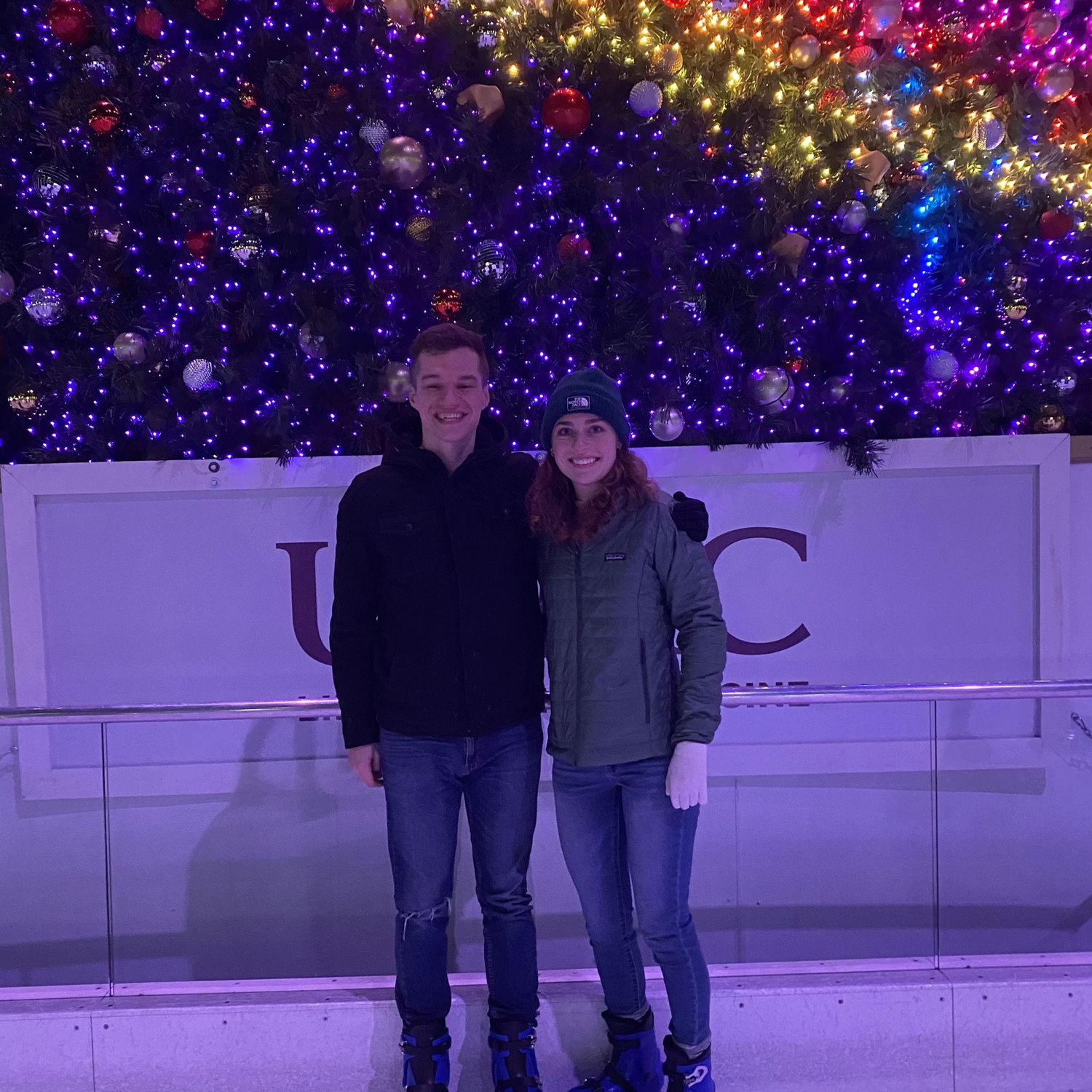 One of our earliest dates, iceskating downtown (2022)