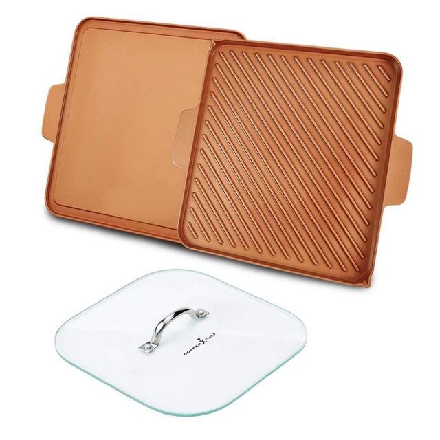 Copper Chef 12-Inch Grill and Griddle with 8-Inch Glass Press