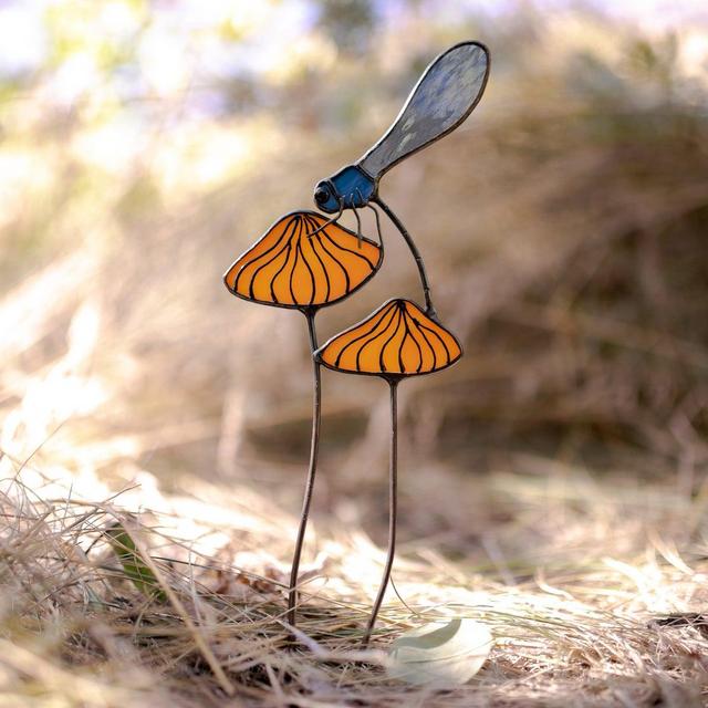 Stained glass Garden stakes, Dragon Fly...