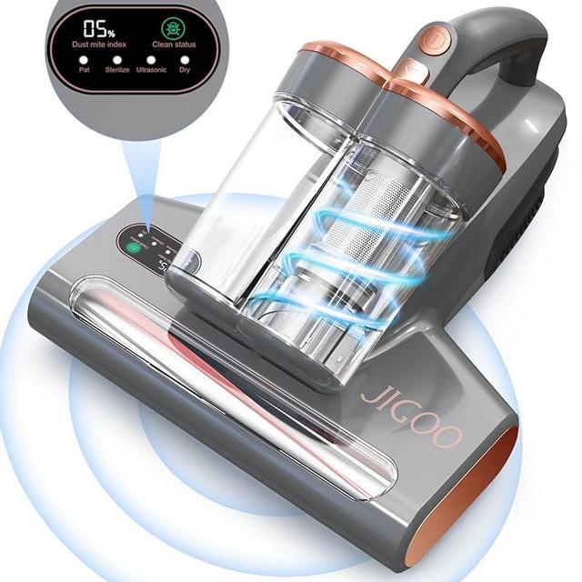 JIGOO Bed Vacuum Cleaner with Dust Sensor: 500W 13Kpa Mattress Vacuum Cleaner with UV & Ultrasonic and High Heating,Anti-allergen Powerful Handheld Bed Vacuums for Mattress (S300 Pro, Corded)