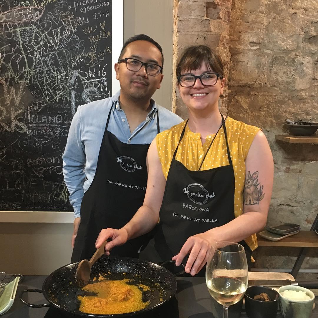 Making paella together in Barcelona