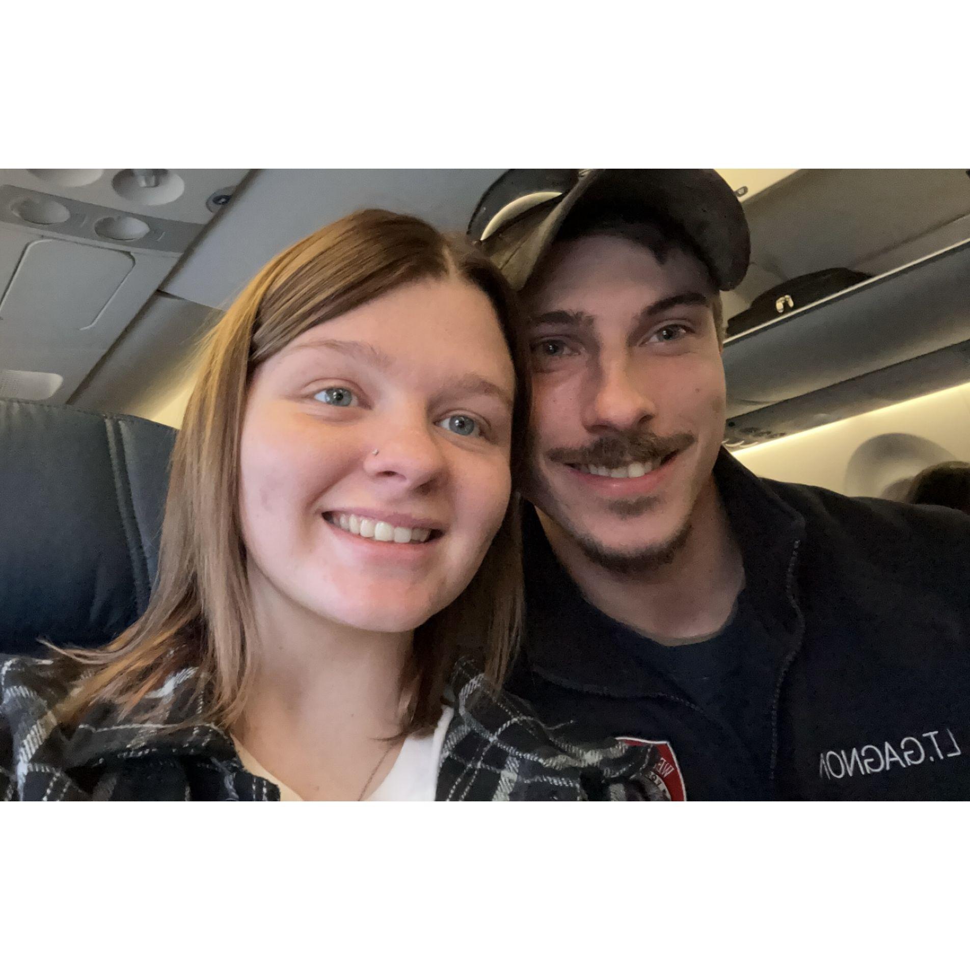 February 3, 2024 - Went on my first plane when we went down to Texas to get cowboy hats and boots for the wedding!