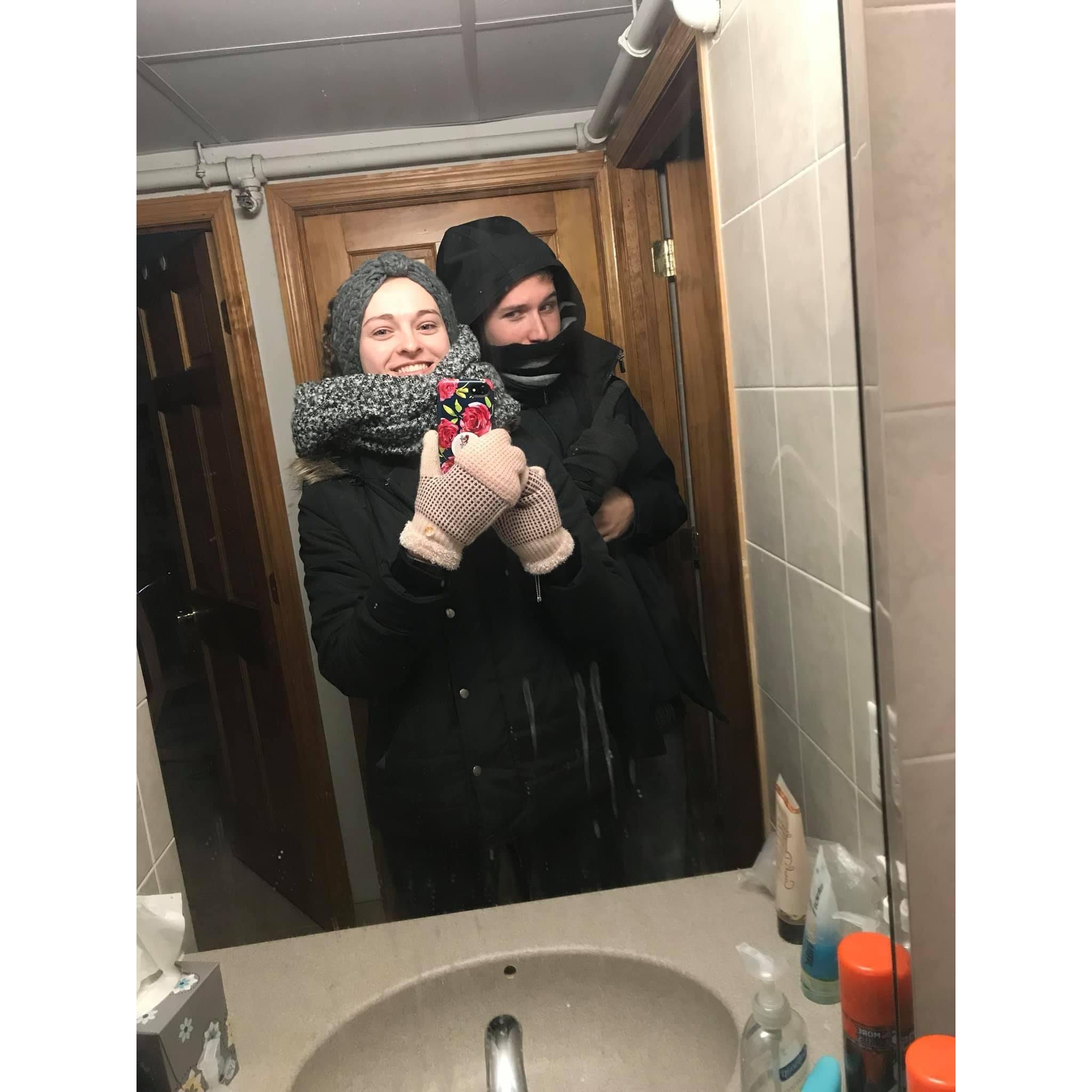 This was taken at Jake's apartment at Rutgers when Amanda came to visit for their anniversary. It was very cold!