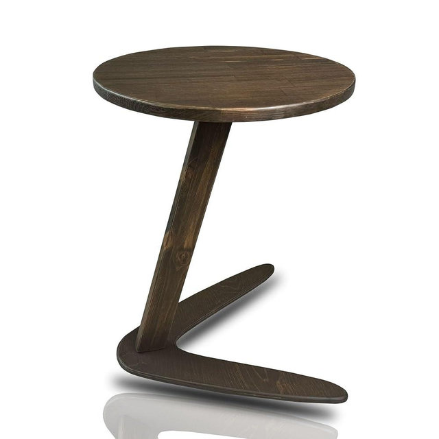 GENESIS WOODESIGN C-Shaped Handmade Solid Wood End Table, Side Table for Couches, Sofa Tables Slide Under Couch for Living Room, Over Couch TV Tray Table for Small Spaces (Medium, Dark Walnut)