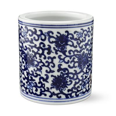 Petite Blue & White Cachepot, Vine