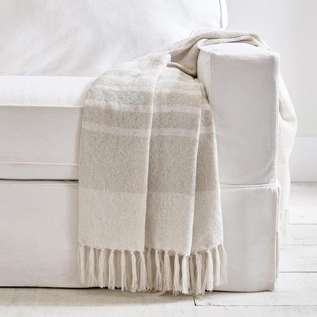 Avah Eco-Friendly Striped Throw , 50 x 60", Khaki