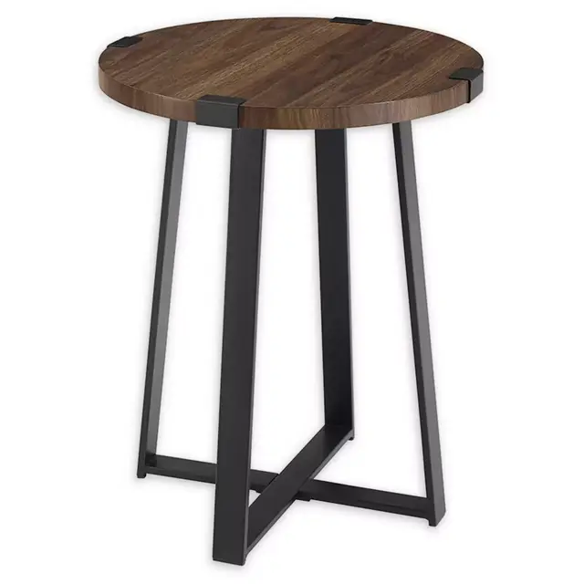 Forest Gate™ Sage Industrial Modern Round Side Table in Dark Walnut