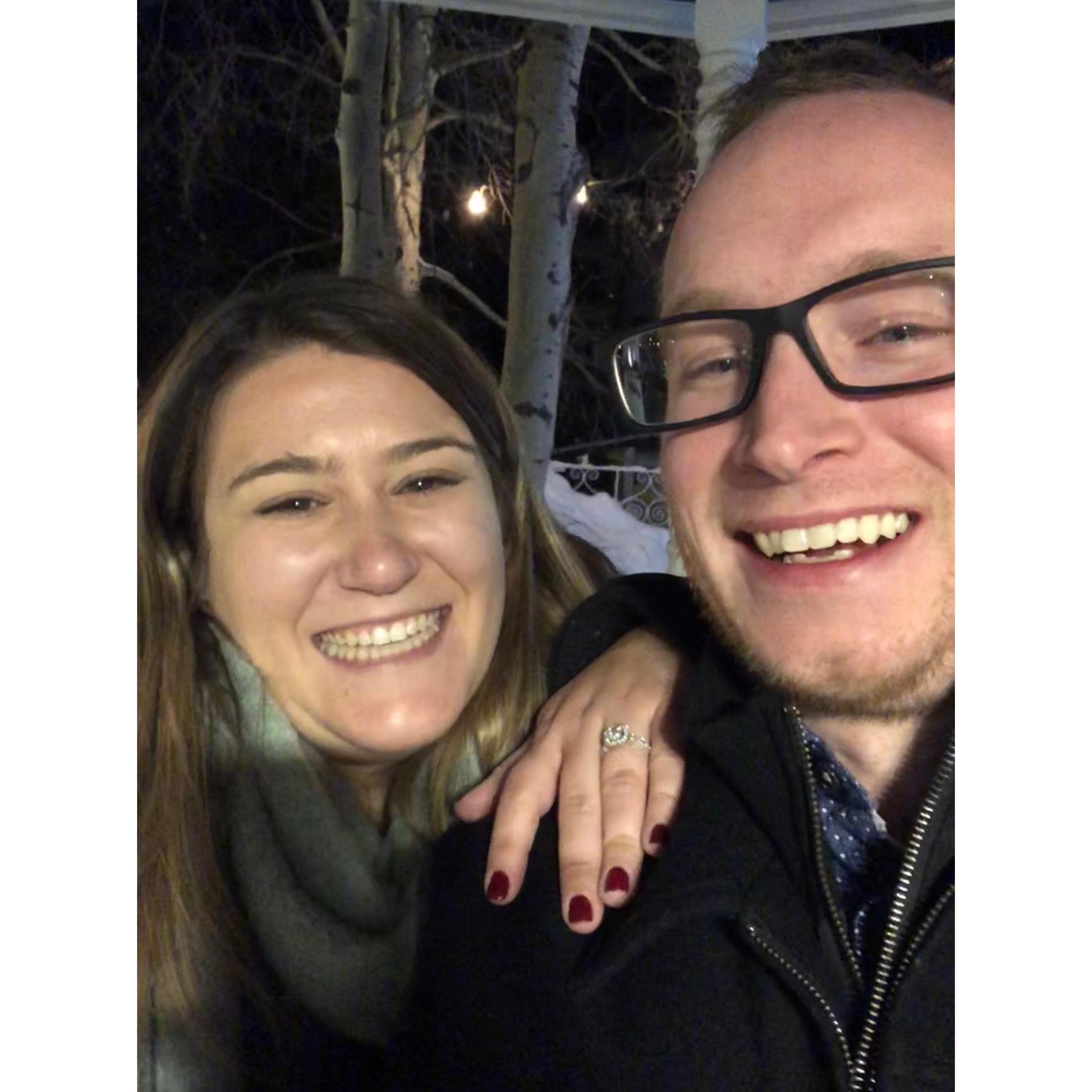 The night Alex proposed at Hearth Stone Restaurant in Breckenridge.