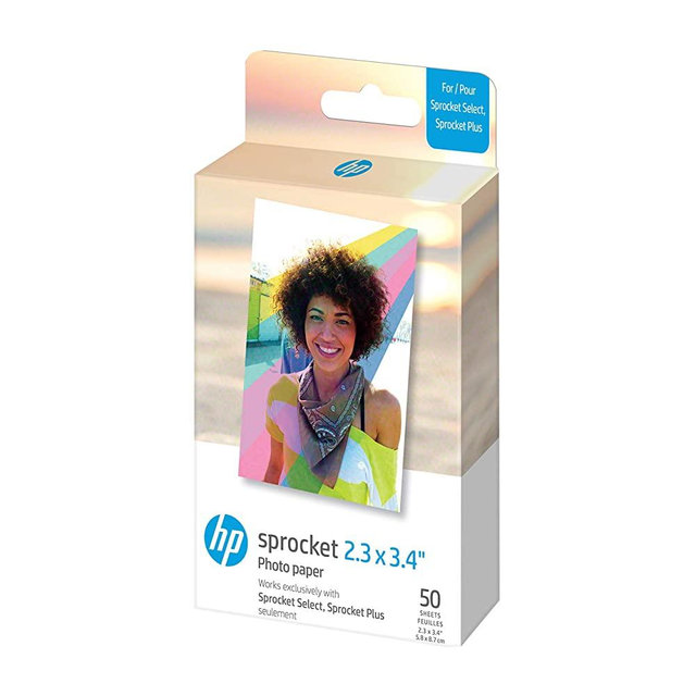 HP Sprocket 2.3 x 3.4" Premium Zink Sticky Back Photo Paper (50 Sheets) Compatible with HP Sprocket Select and Plus Printers.