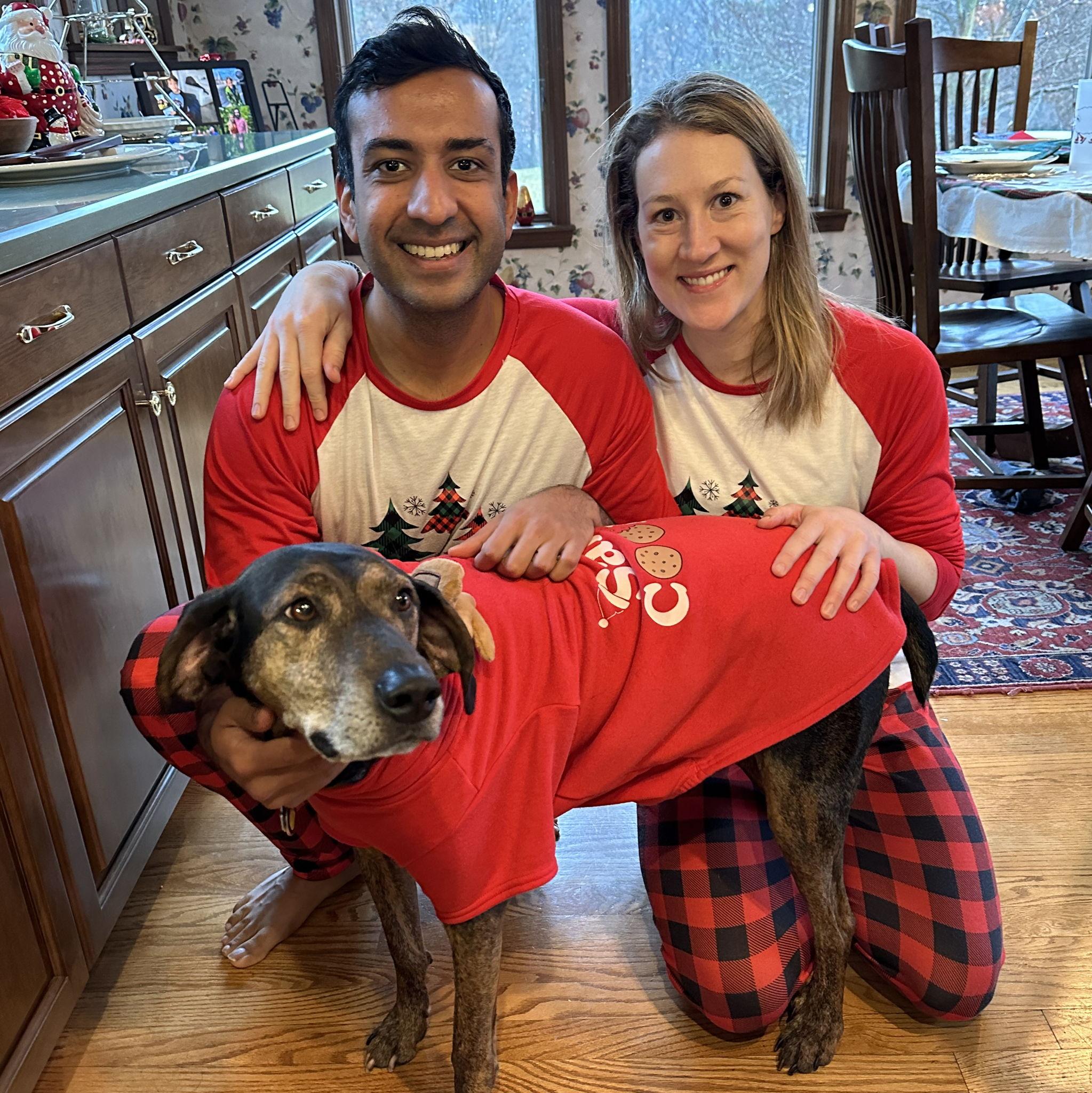 Visiting Alton, where Andrea's family lives, for Christmas with Andrea's and now Nitesh's dog, Hershey.