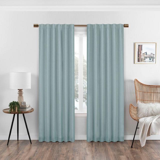 Eclipse Nora Solid 63-Inch Rod Pocket/Back Tab 100% Blackout Window Curtain Panel in Spa